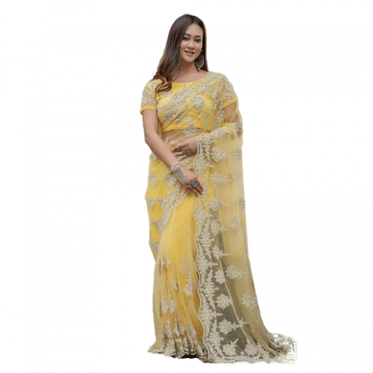 Pure Net Fancy Fashionable Saree - 1027 - Yellow