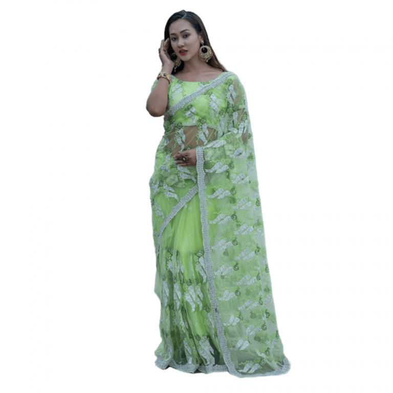 Pure Net Fancy Fashionable Saree - 1031 - Green