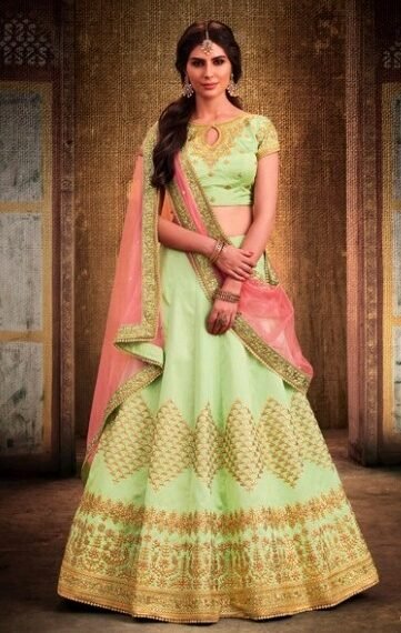 Designer Lehenga for party and wedding - Mint Green & Peach