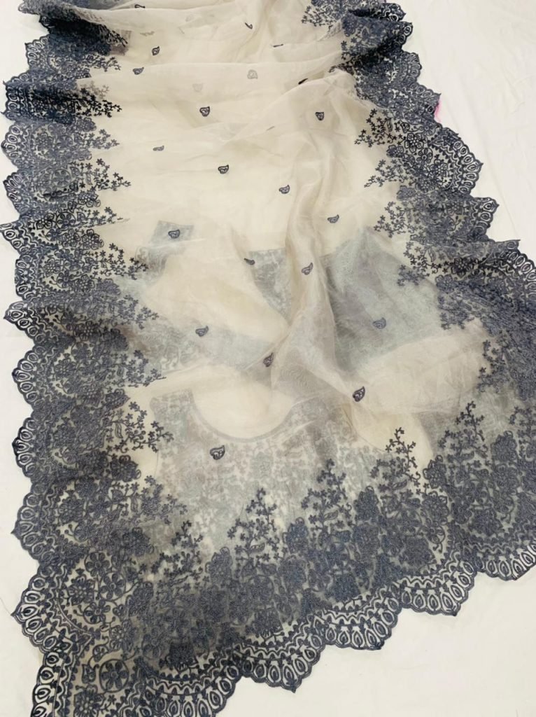 Bollywood Style Organza Silk Saree - Grey