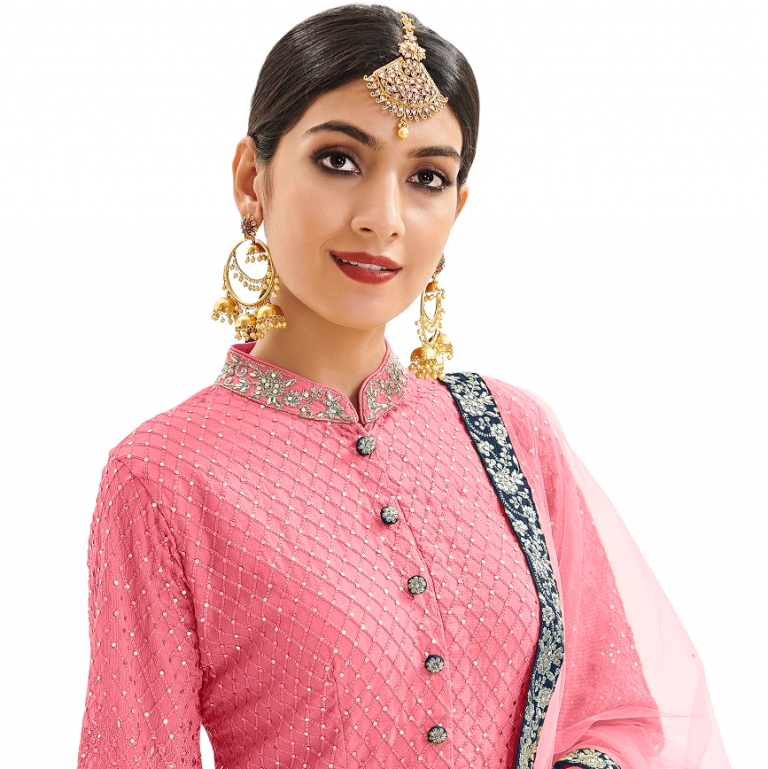 Buy Designer Suits Beautiful Classic Party Sharara Suit - Pink & Blue, 1174 - Image 3