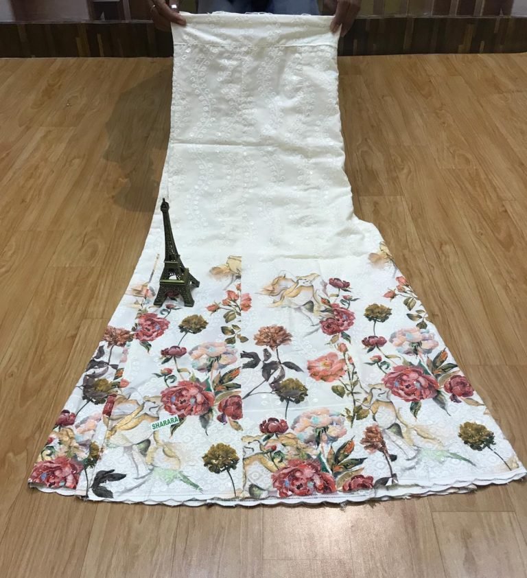 Beautiful Digital Print Chikankari Sharara Bottom - Multi Color - Image 6