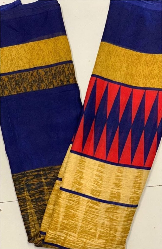 Daily wear Georgette Printed Saree - Royal Blue | 68 - Image 2