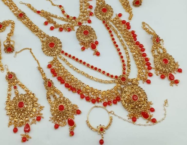 Designer Bridal Wedding Jewelry set collection - Red & Gold 01 - Image 3