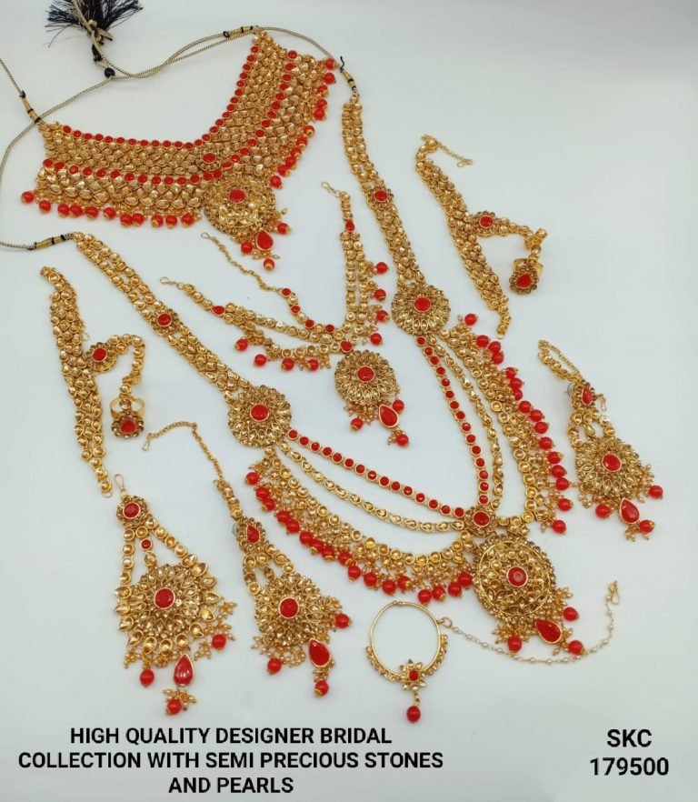 Designer Bridal Wedding Jewelry set collection - Red & Gold 01