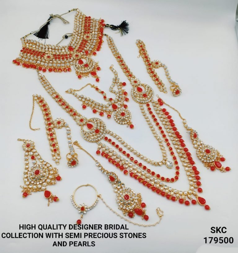 Designer Bridal Wedding Jewelry set collection - Red & White 02