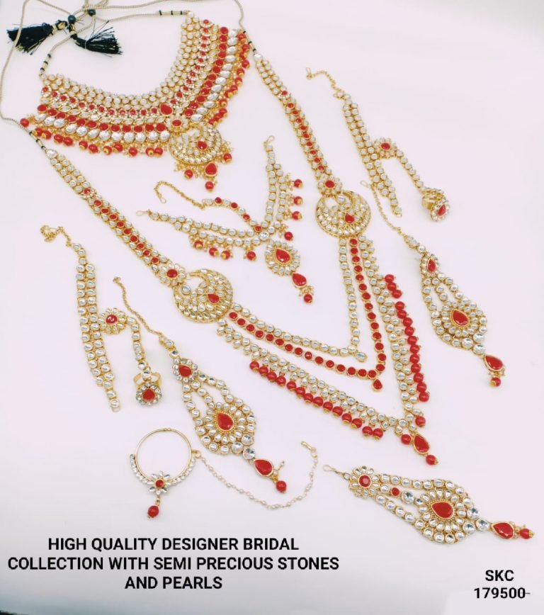 Designer Bridal Wedding Jewelry set collection - White & Red 05