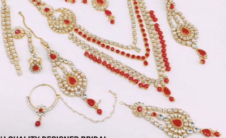 Designer Bridal Wedding Jewelry set collection - White & Red 05 - Image 3
