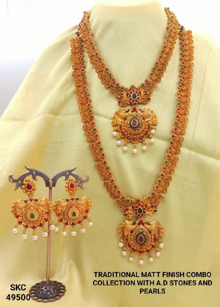 Traditional Heavy Jewelry Combo Set Matt Finish Fancy Jewelry - 49-4