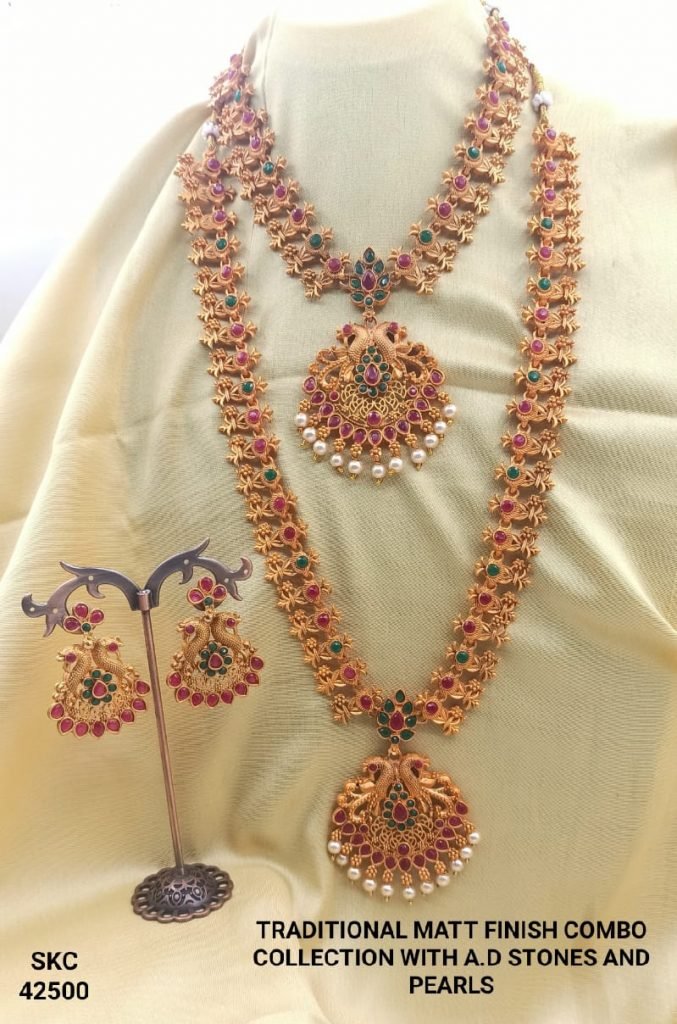 Traditional Heavy Jewelry Combo Set Matt Finish Fancy Jewelry - 42-1