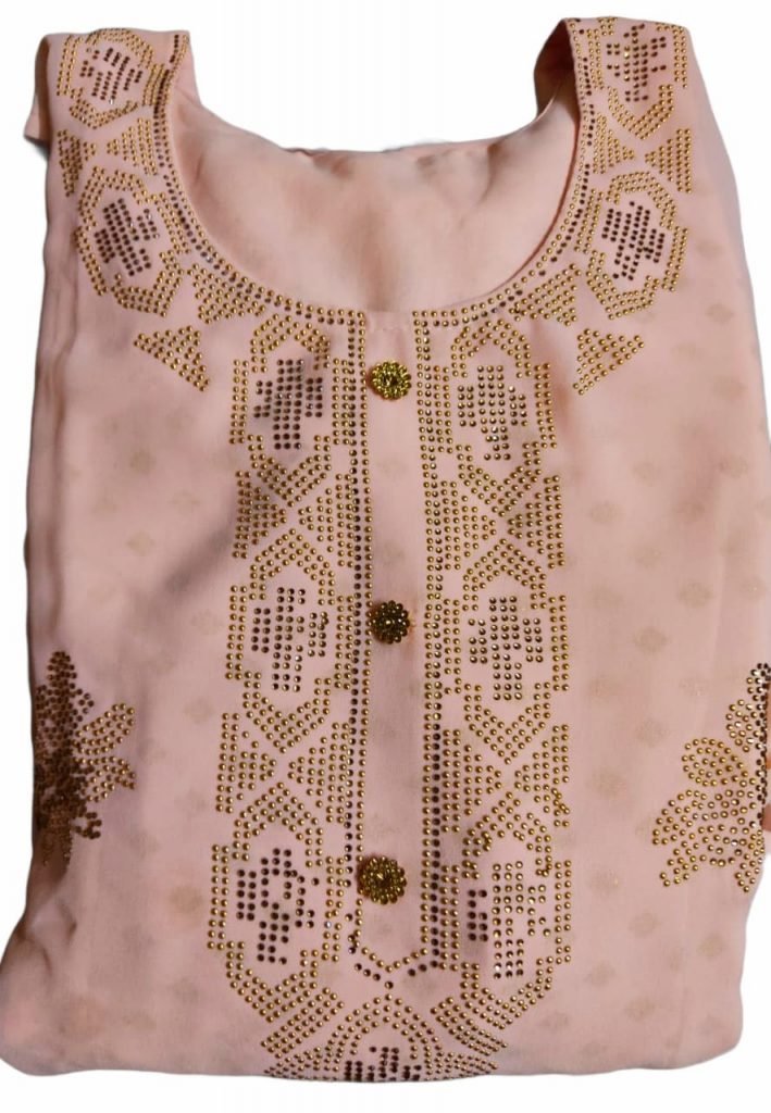 Fancy Georgette Flair Floor Length Long Dress - Peach - Image 2