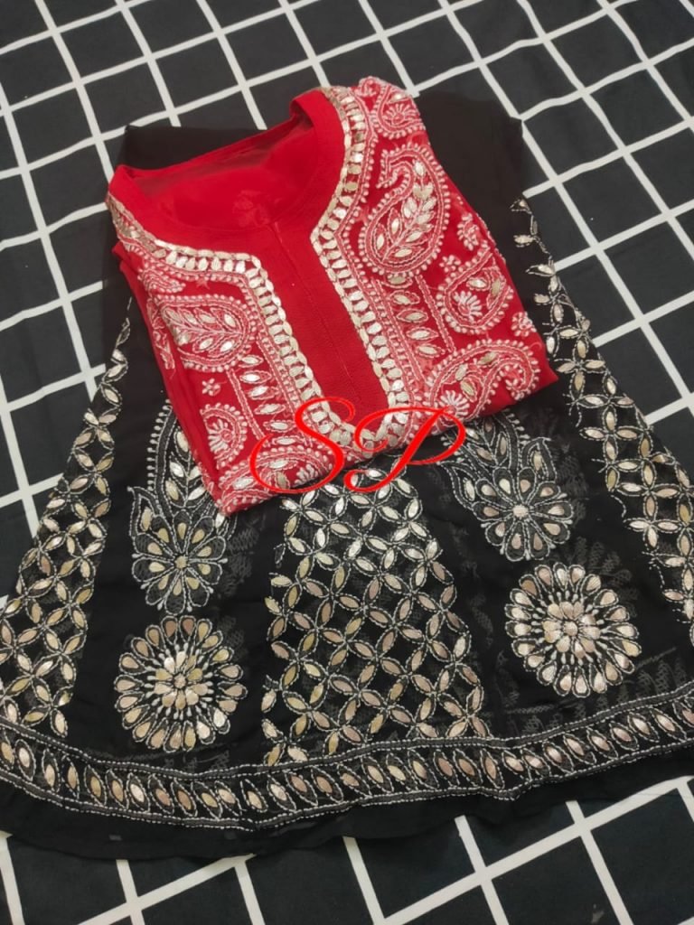 Partywear Gota Patti Work Chikankari Sharara Set (2304) - Multi Color - Image 6