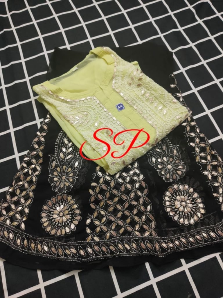 Partywear Gota Patti Work Chikankari Sharara Set (2304) - Multi Color - Image 11
