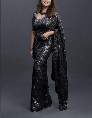 Buy Black Sarees for Women by Indie Picks Online | Ajio.com