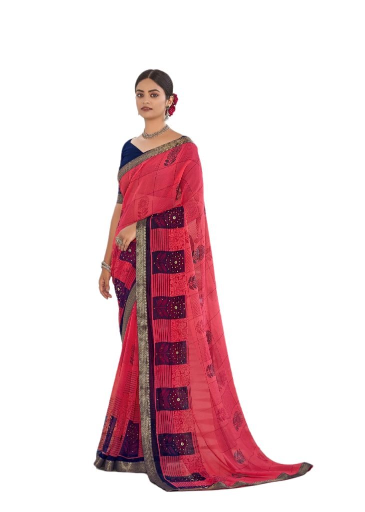 Floral print super Georgette Daily and fashion wear Saree - Fuschia