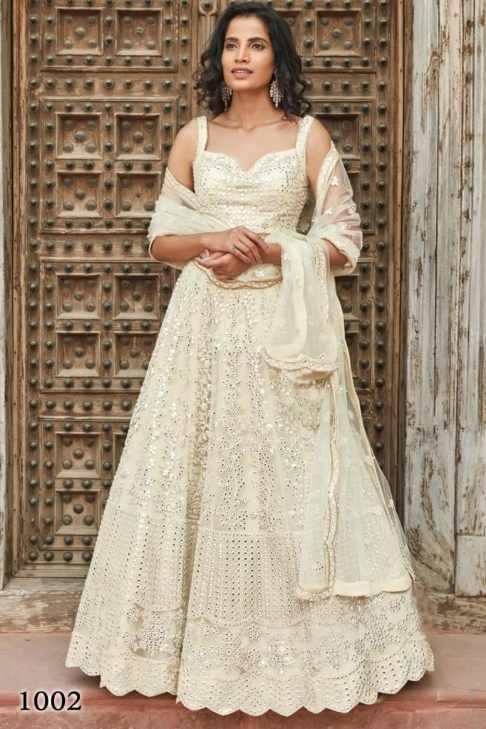 Basant Organza Silk Lehenga Partywear and festival wear - White - Image 3