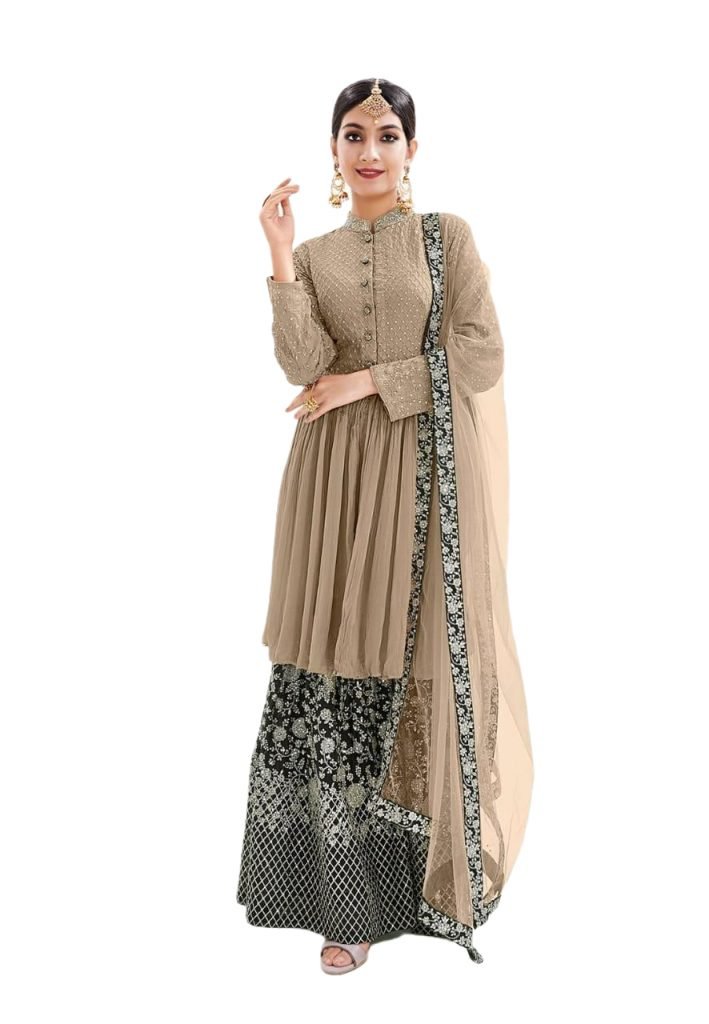 Buy Designer Suits Beautiful Classic Sharara Suit - Tan Beige, 1175