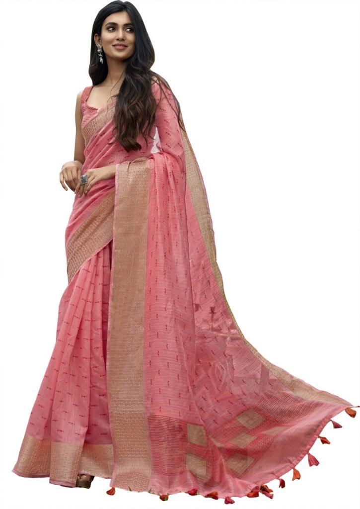 Elegant Cotton Sarees Online for casual, office or daily wear - Pink 05