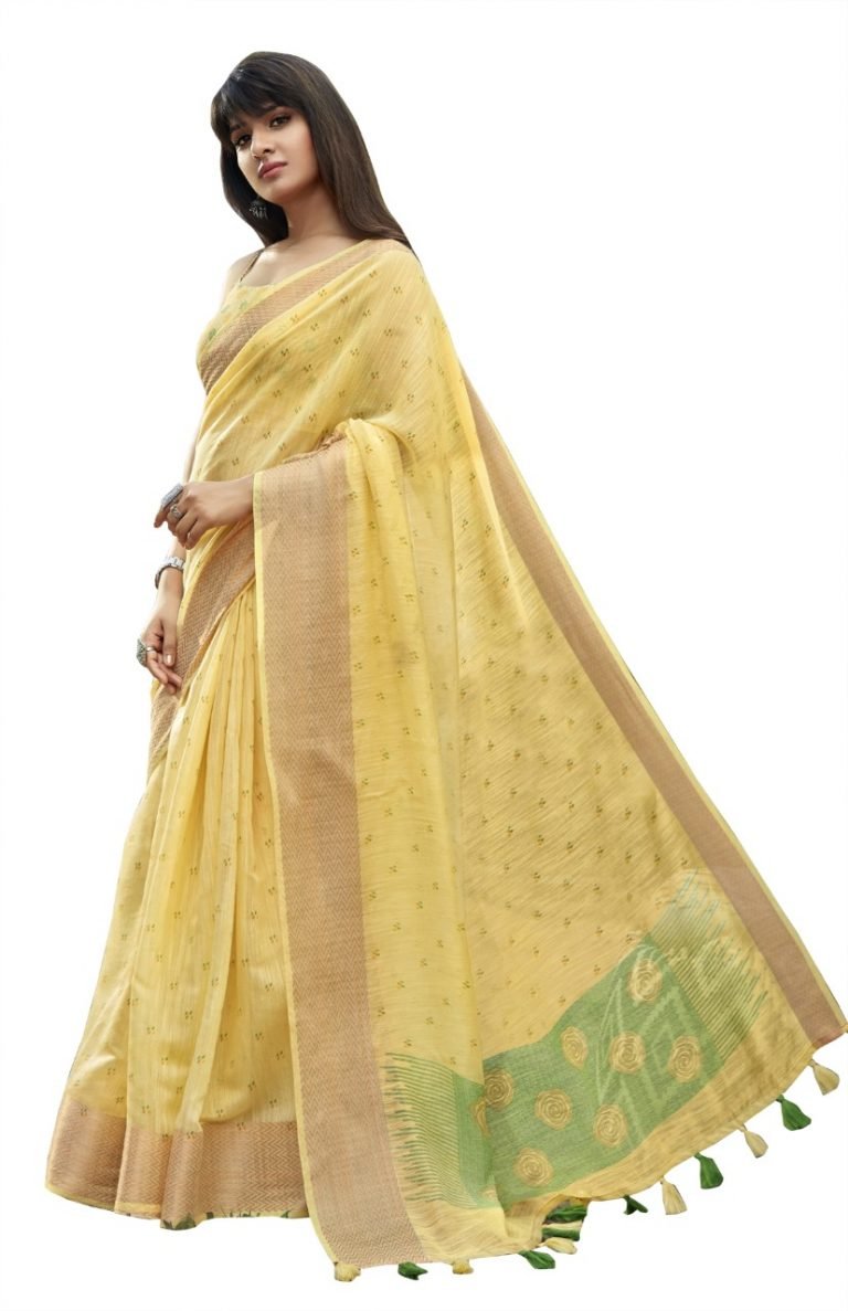Elegant Cotton Sarees Online for casual, office or daily wear - Yellow 03