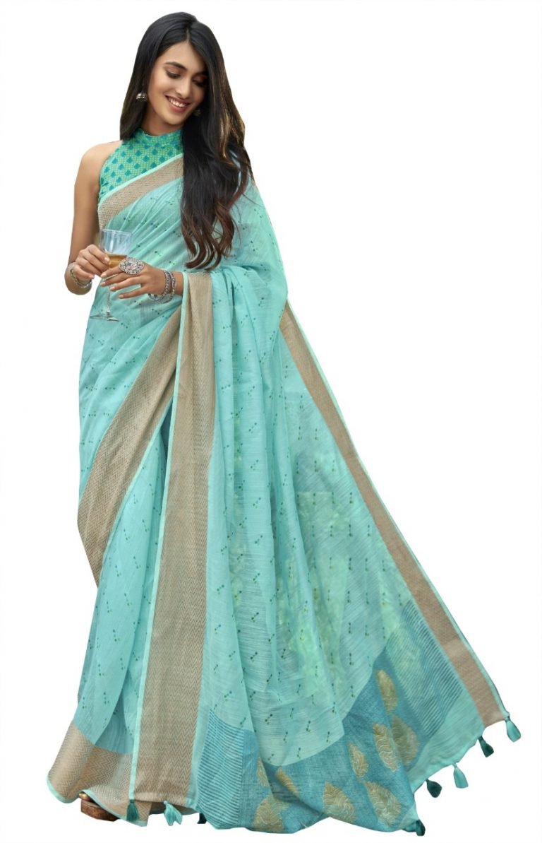 Elegant Cotton Sarees Online for casual, office or daily wear - Blue 01