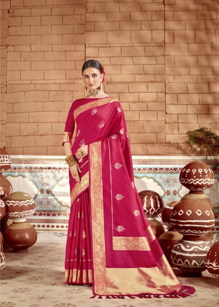Buy Fancy Paithani Silk Saree online Zari Woven Traditional Design - Ruby Red 1006 - Image 2
