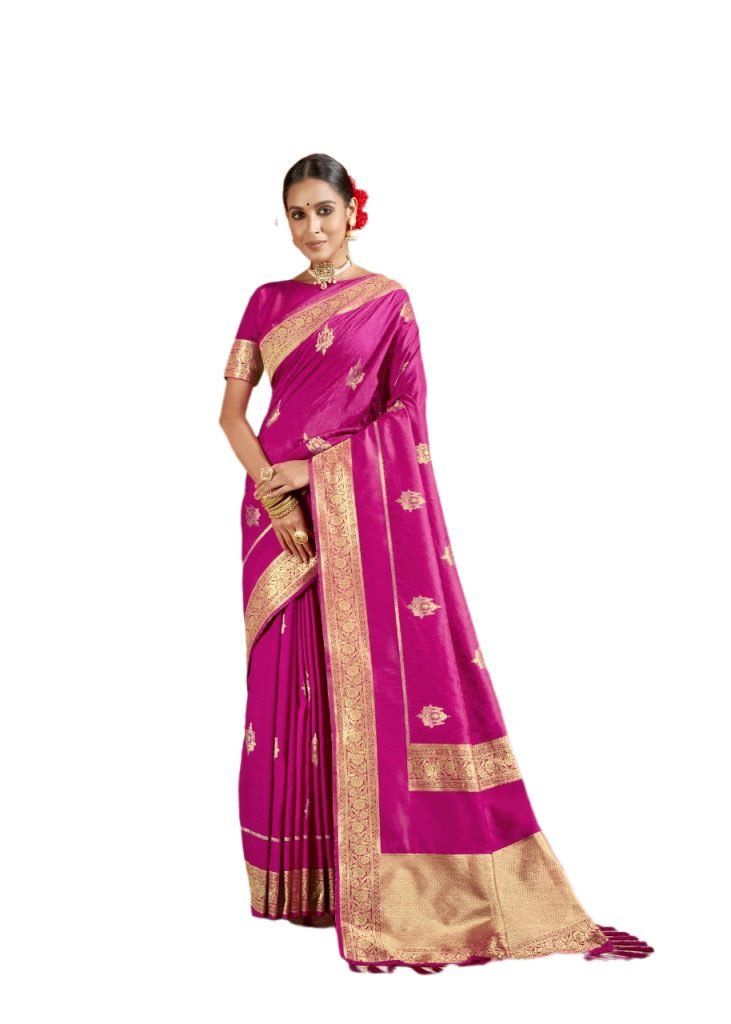 Buy Fancy Paithani Silk Saree online Zari Woven Traditional Design - Magenta 1005