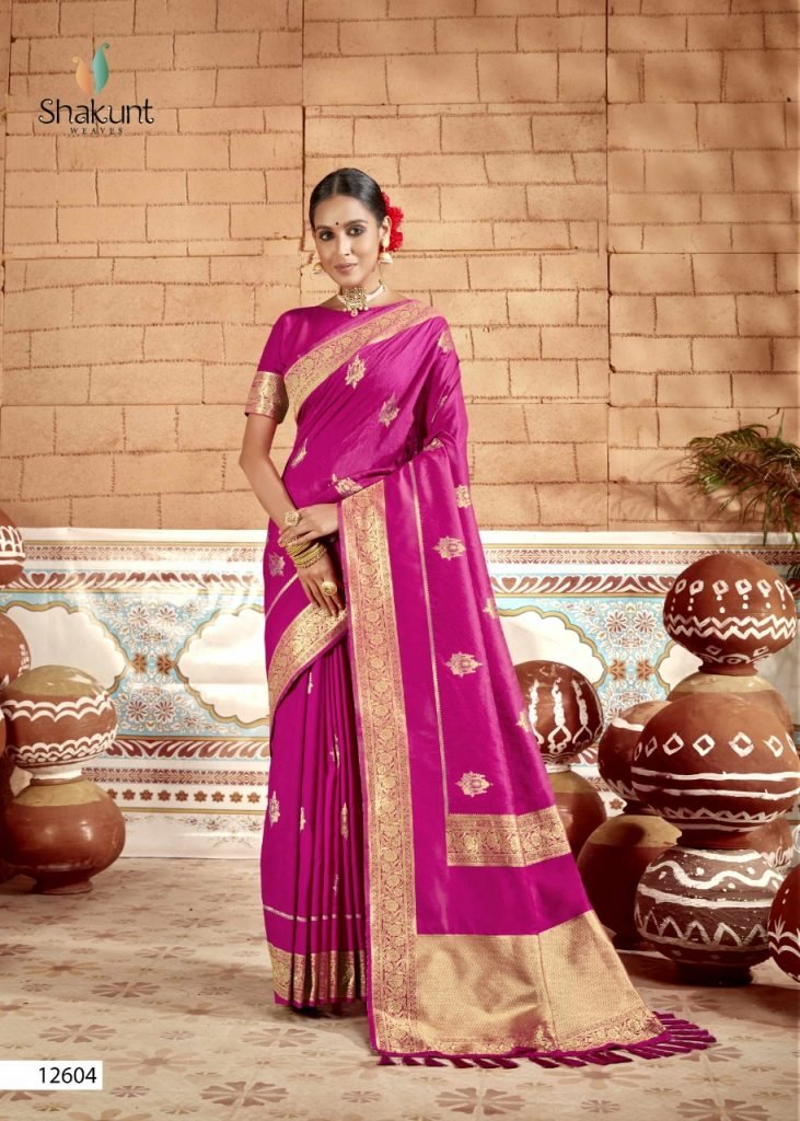 Buy Fancy Paithani Silk Saree online Zari Woven Traditional Design - Magenta 1005 - Image 3