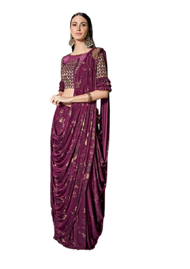 Bollywood Style Marvella Ready to Wear Saree - Wine | 5305