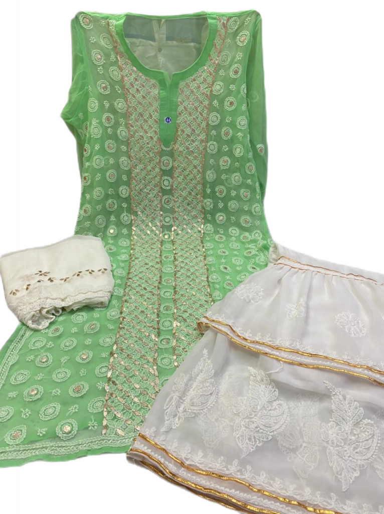 Gota Patti Work Chikankari Garara Set (2204) - Multi Color - Image 10