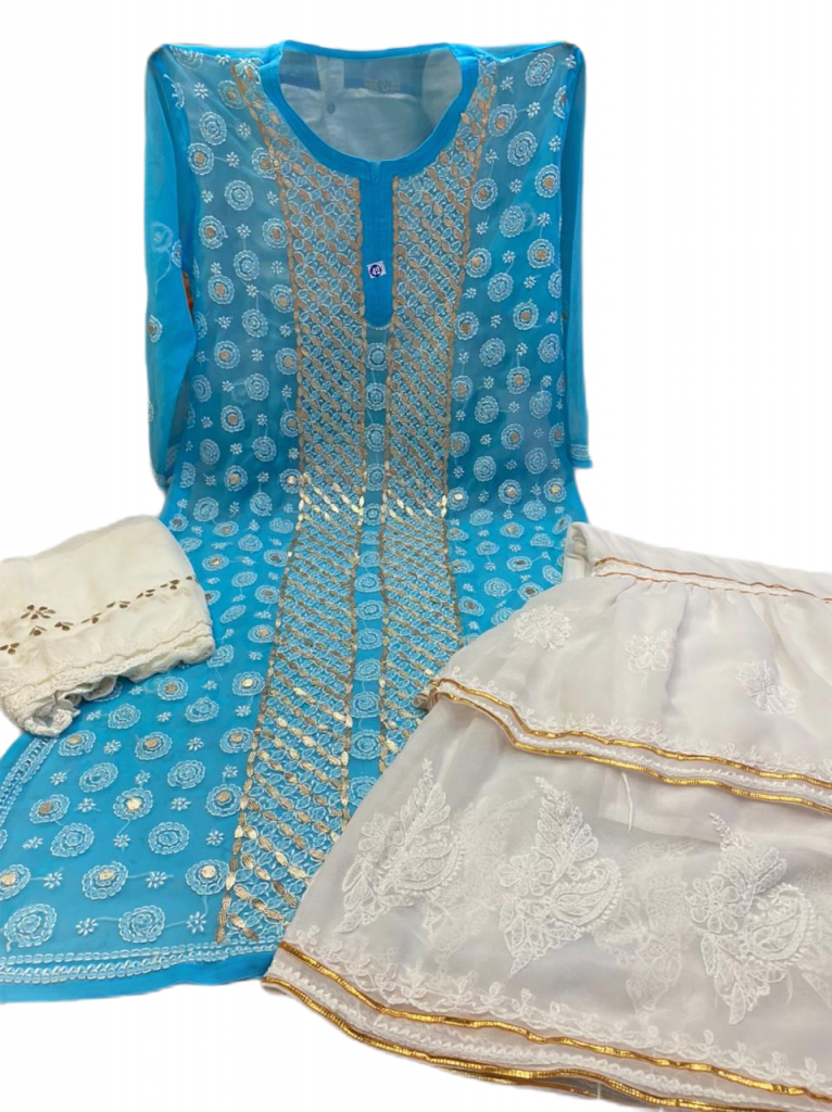 Gota Patti Work Chikankari Garara Set (2204) - Multi Color - Image 8