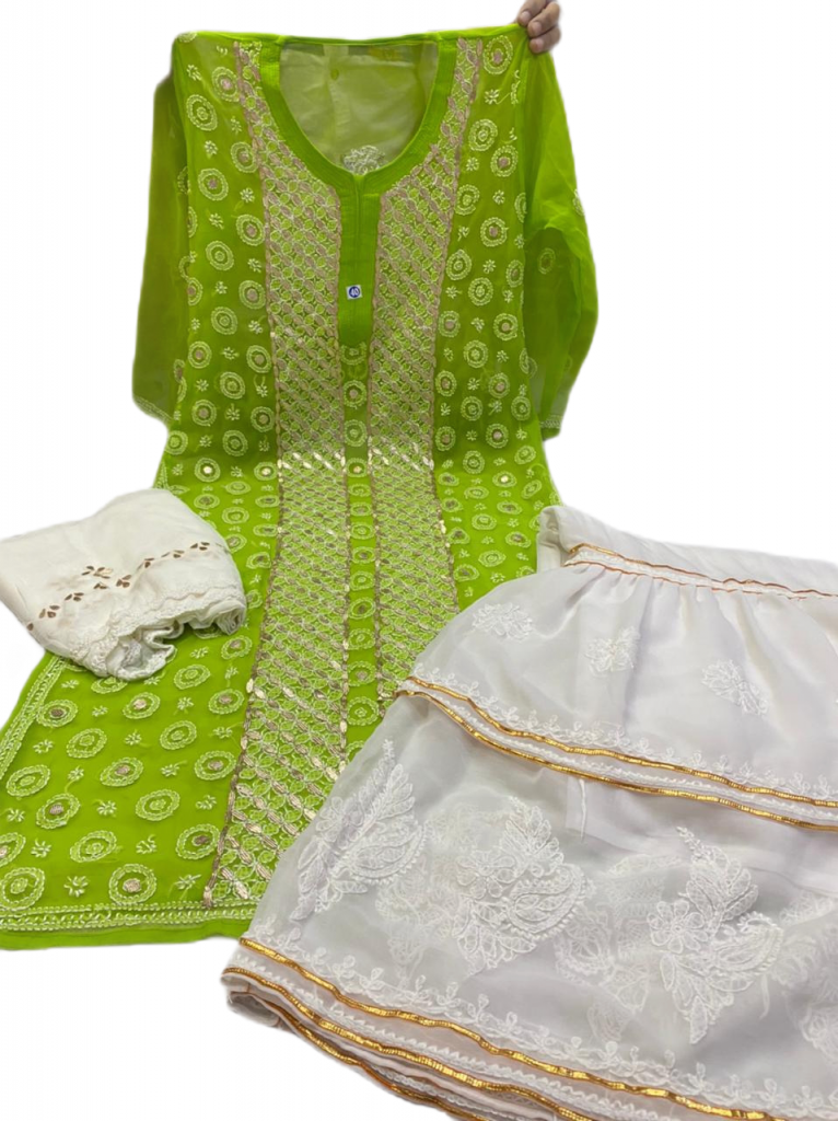 Gota Patti Work Chikankari Garara Set (2204) - Multi Color
