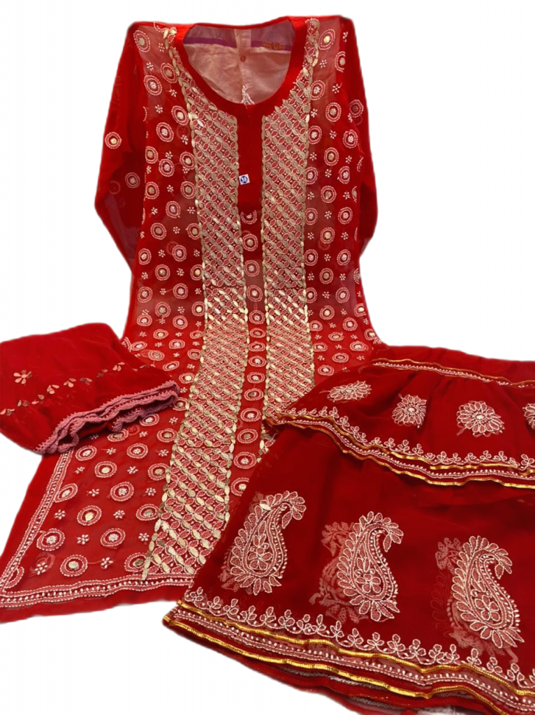Gota Patti Work Chikankari Garara Set (2204) - Multi Color - Image 4