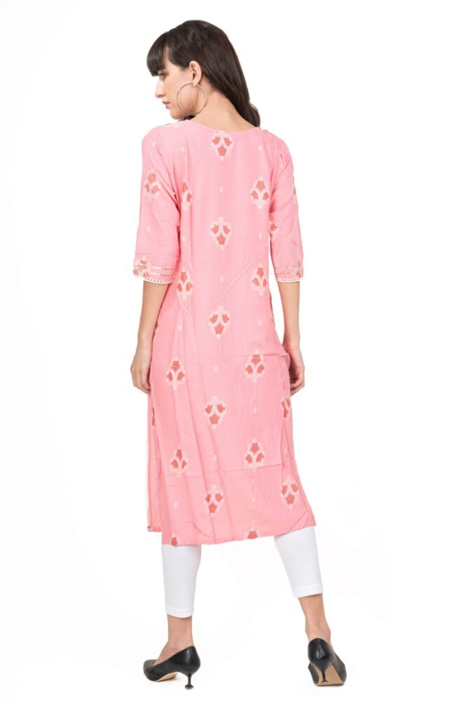 New Colorful Fancy Casual & Festive wear readymade Rayon Kurti - Pink/GC10020 - Image 3