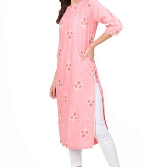 New Colorful Fancy Casual & Festive wear readymade Rayon Kurti - Pink/GC10020