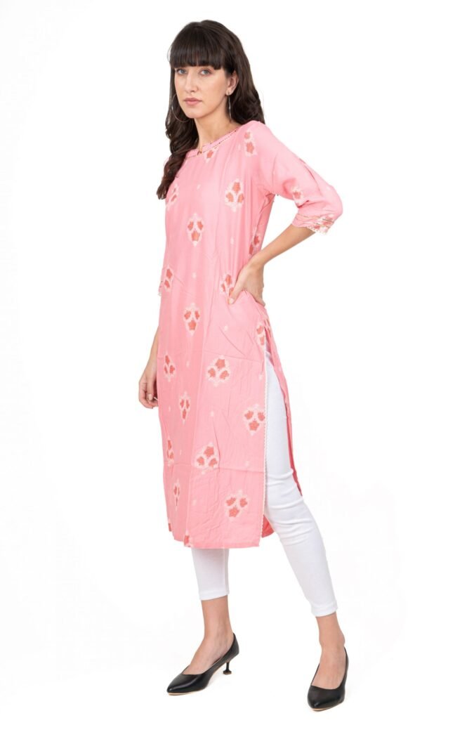 New Colorful Fancy Casual & Festive wear readymade Rayon Kurti - Pink/GC10020