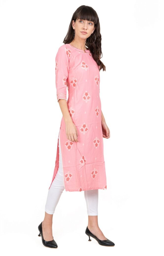 New Colorful Fancy Casual & Festive wear readymade Rayon Kurti - Pink/GC10020 - Image 4