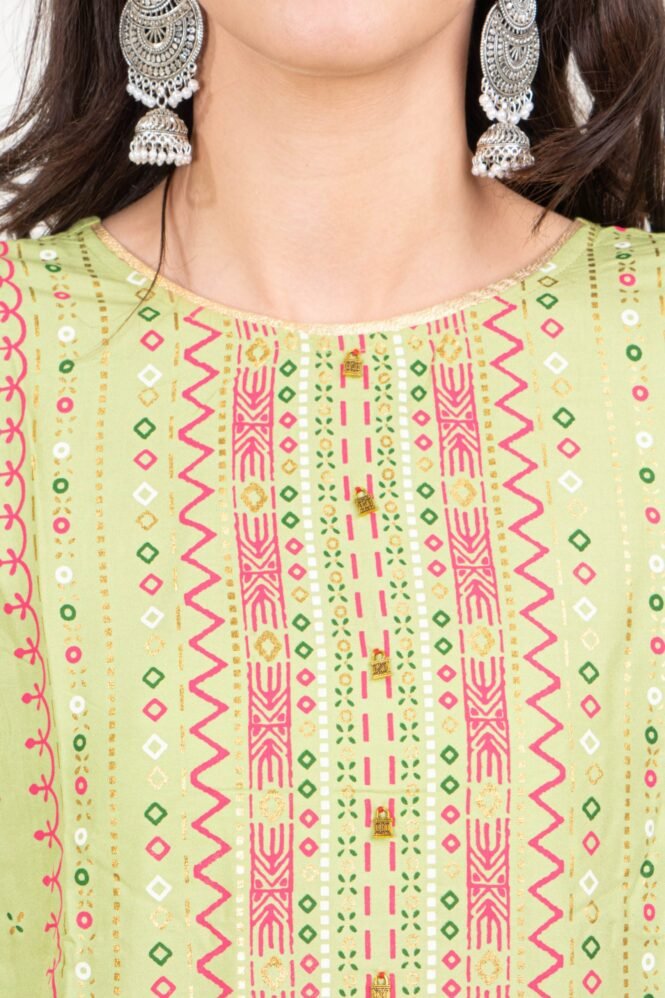 New Colorful Fancy Casual & Festive wear readymade Rayon Kurti - Pista Green/GC10009 - Image 2