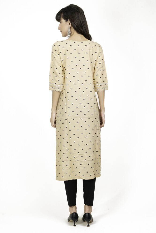 New Colorful Fancy Casual & Festive wear readymade Rayon Kurti - Beige/GC10012 - Image 3