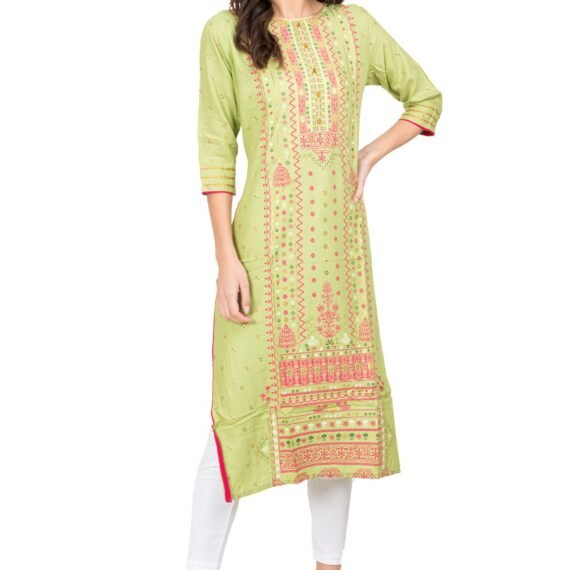 New Colorful Fancy Casual & Festive wear readymade Rayon Kurti - Pista Green/GC10009