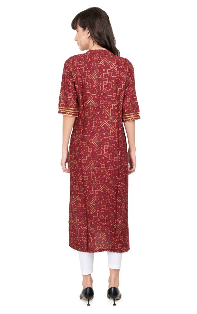 New Colorful Fancy Casual & Festive wear readymade Rayon Kurti - Burgundy/GC10007 - Image 5