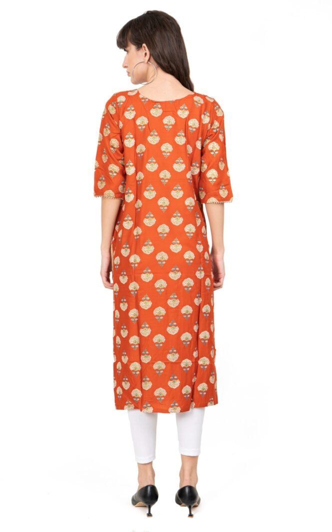 New Colorful Fancy Casual & Festive wear readymade Rayon Kurti - Rust/GC10016 - Image 5