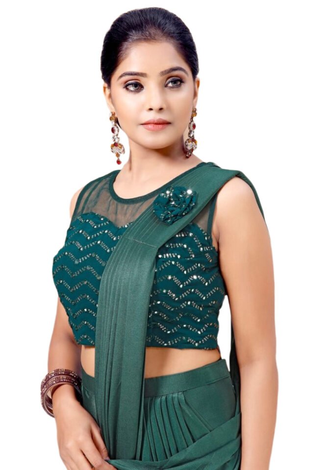 Buy Fancy Party Wear 1 Minute Ready-To-Wear Palazzo Saree Dress - 4 color options - Image 8