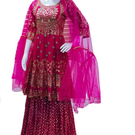New Designer Party Wear Sharara heavy embroidery Suit dress - 4 color options
