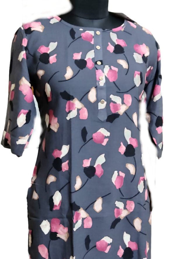 Summer Kurti Rayon Daily wear - Grey - Image 2