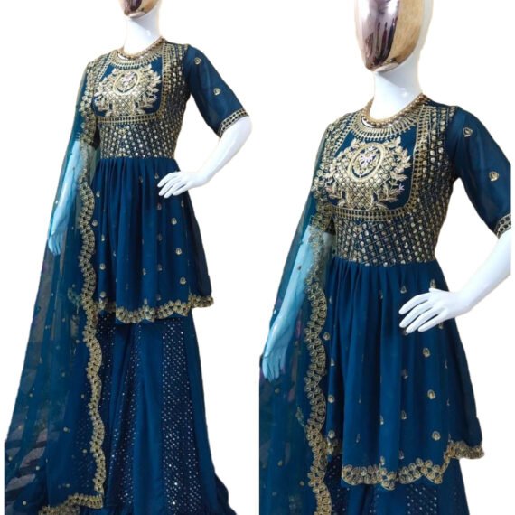 Latest Heavy Embroidery Georgette Sharara Set - 4 color options