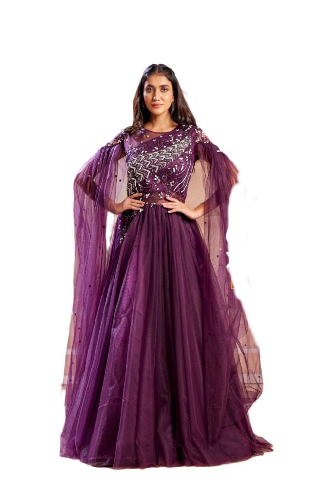 BUY READYMADE NET GOWN PARTYWEAR COLLECTION - 3 Colors (2391) - Image 3